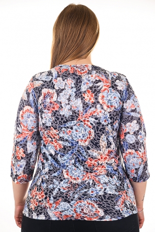 Блуза тип риза от естествена материя. Мека и удобна (шарен с цветя)
